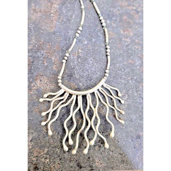 Hand-Engraved Sterling Silver Handmade Coral Pendant on Sterling Silver Necklace - Picture 5 of 7